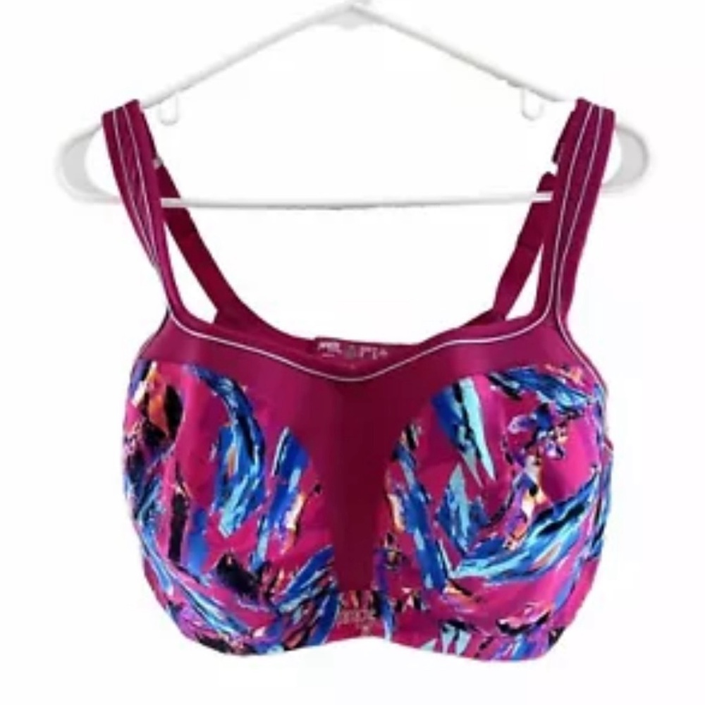 Panache Sport Women’s Bra 38 FF Pink Padded Underwire 3 Hooks Back